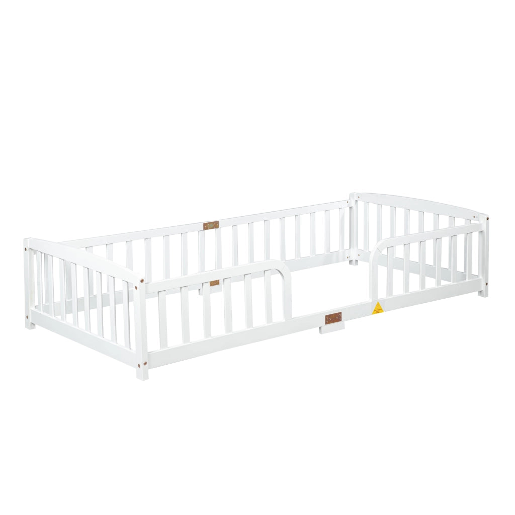 Lettino per bambini 90 x 200 cm, con spondine di sicurezza, senza piastra di base, bianco