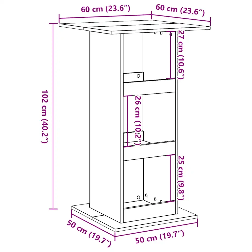 Tavolo Bar Portaoggetti Grigio Sonoma 60x60x102 cm Multistrato 854333