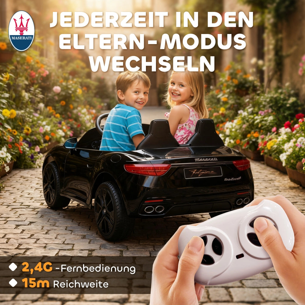 Auto Elettrica Maserati per Bambini ¨C Minimal ¨C 12V, Telecomando, Luci LED, Nero