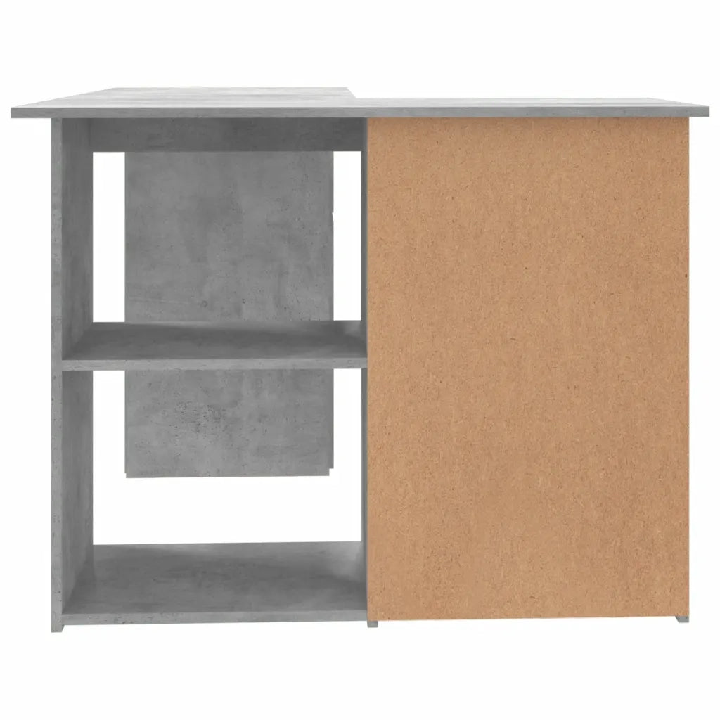 Scrivania | Tavolo da Ufficio Angolo Grigio Cemento 145x100x76 cm Legno Multistrato