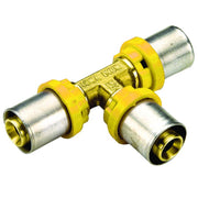 RACCORDO A T INTERMEDIO RIDOTTO PER TUBO MULTISTRATO A PRESSARE PER GAS SERIE 2650 - Ø20X16X16  - TIM