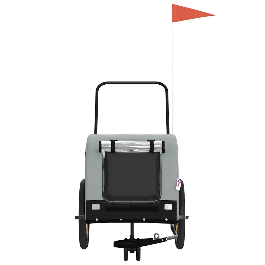 Rimorchio da Bici per Animali Grigio e Nero Oxford e Ferro CFW5480672