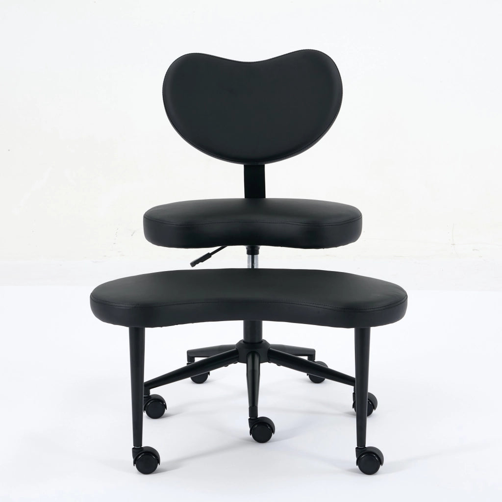 Sedia da Ufficio Incrociata con Ruote e Supporto Lombare ¨C MINIMAL ¨C Nero PU, Altezza Regolabile