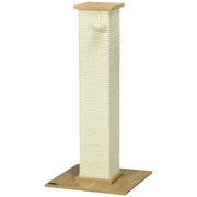 Tiragraffi per gatti 38 x 38 x 80 cm, con palla pendente, struttura stabile in legno, colore rovere