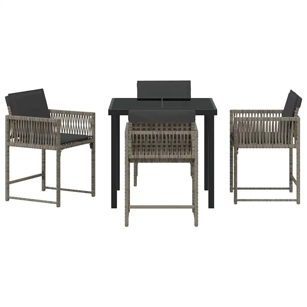 Set da Pranzo per Giardino 5 pcs Grigio polyrattan 3380749