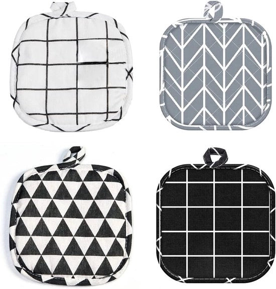 Ovenwanten resistenti al calore - 4 pezzi - cotone - 4 colori