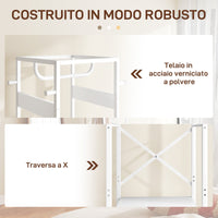 Appendiabiti da Terra 38,5x30x170 cm con Asta e 2 Ripiani Aperti in Legno e Acciaio Bianco