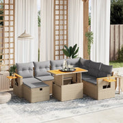 Set Divano da Giardino 8 pz con Cuscini Beige in Polyrattan