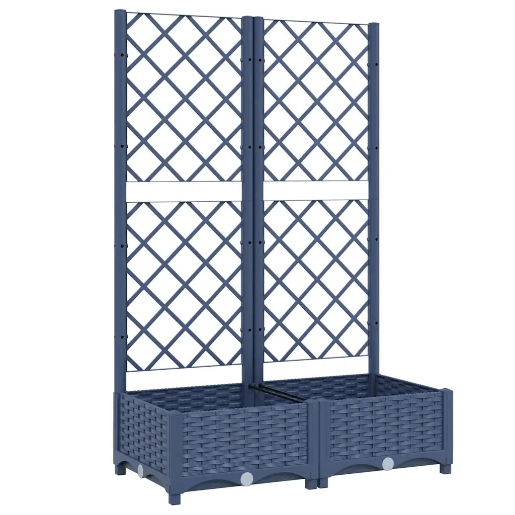 Fioriera da giardino con traliccio blu grigio 80x40x121,5 cm PP 318250