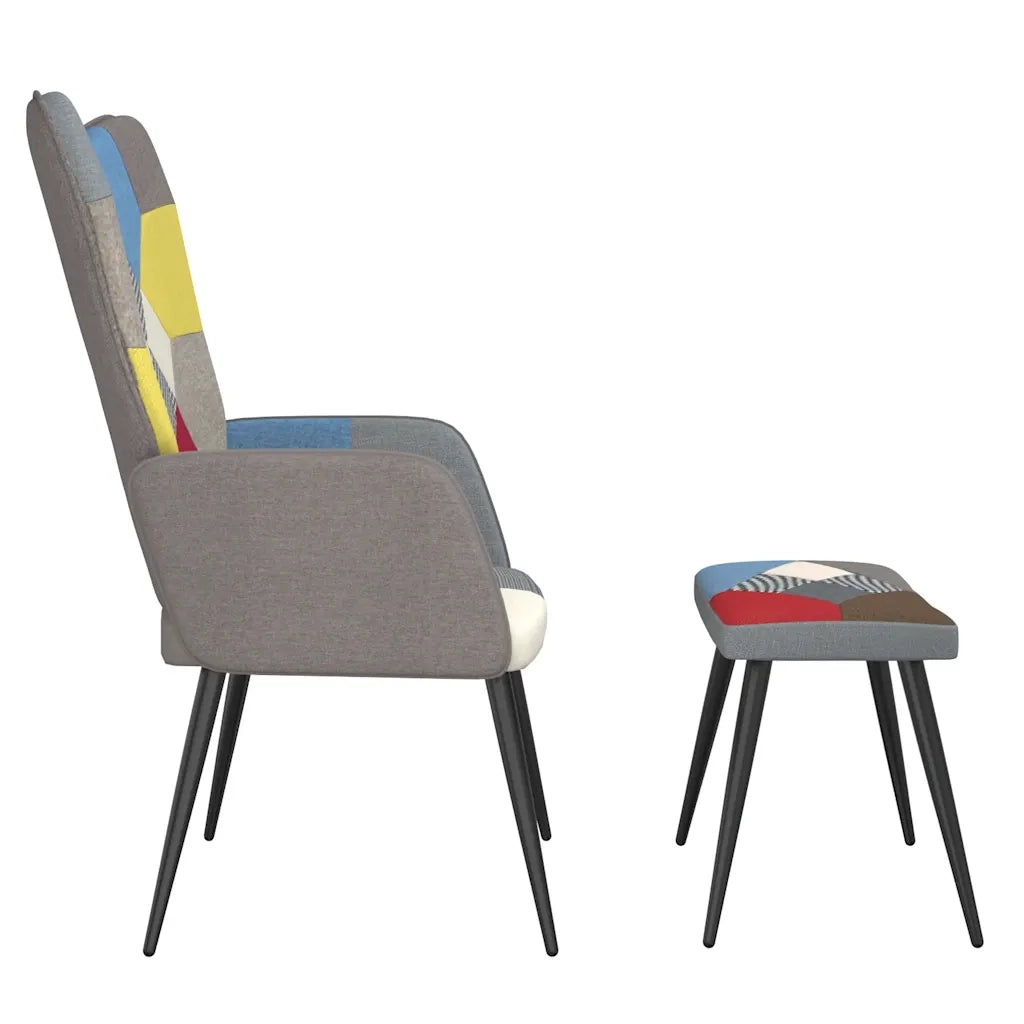 Poltrona Relax con Poggiapiedi in Tessuto Patchwork 328186
