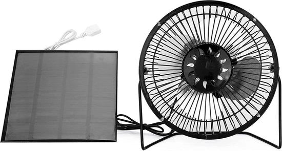 Ventilatore portatile per il raffreddamento - 45 W pannello solare USB alimentato - sistema di ventilazione per outdoor, casa, viaggio, campeggio, auto.