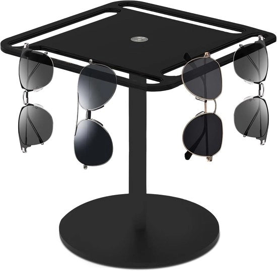 Stand per occhiali da sole rotativi 360° - supporto per lenti da sole - astuccio per occhiali multifunzionale - nero - organizzatore di contenuti.