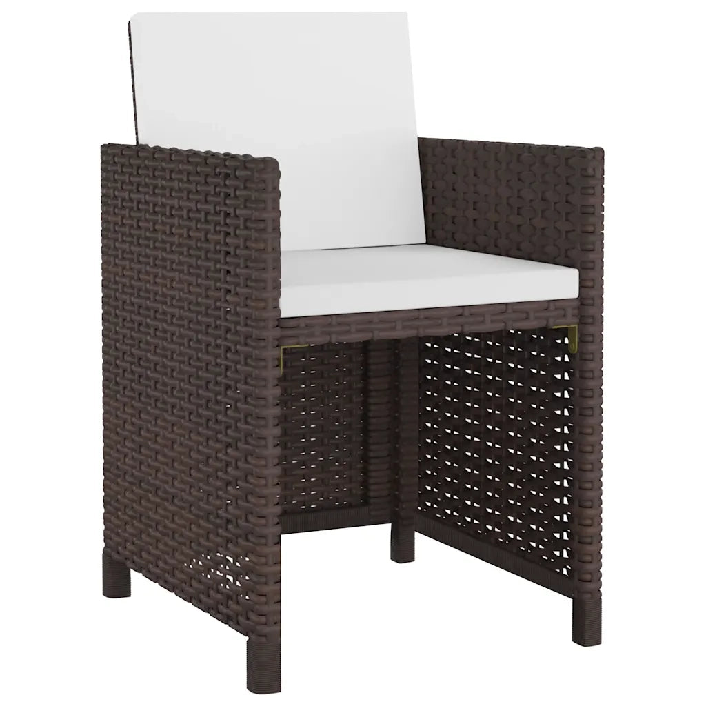 Set da Pranzo da Giardino 11 pz con Cuscini Polyrattan Marrone 42548