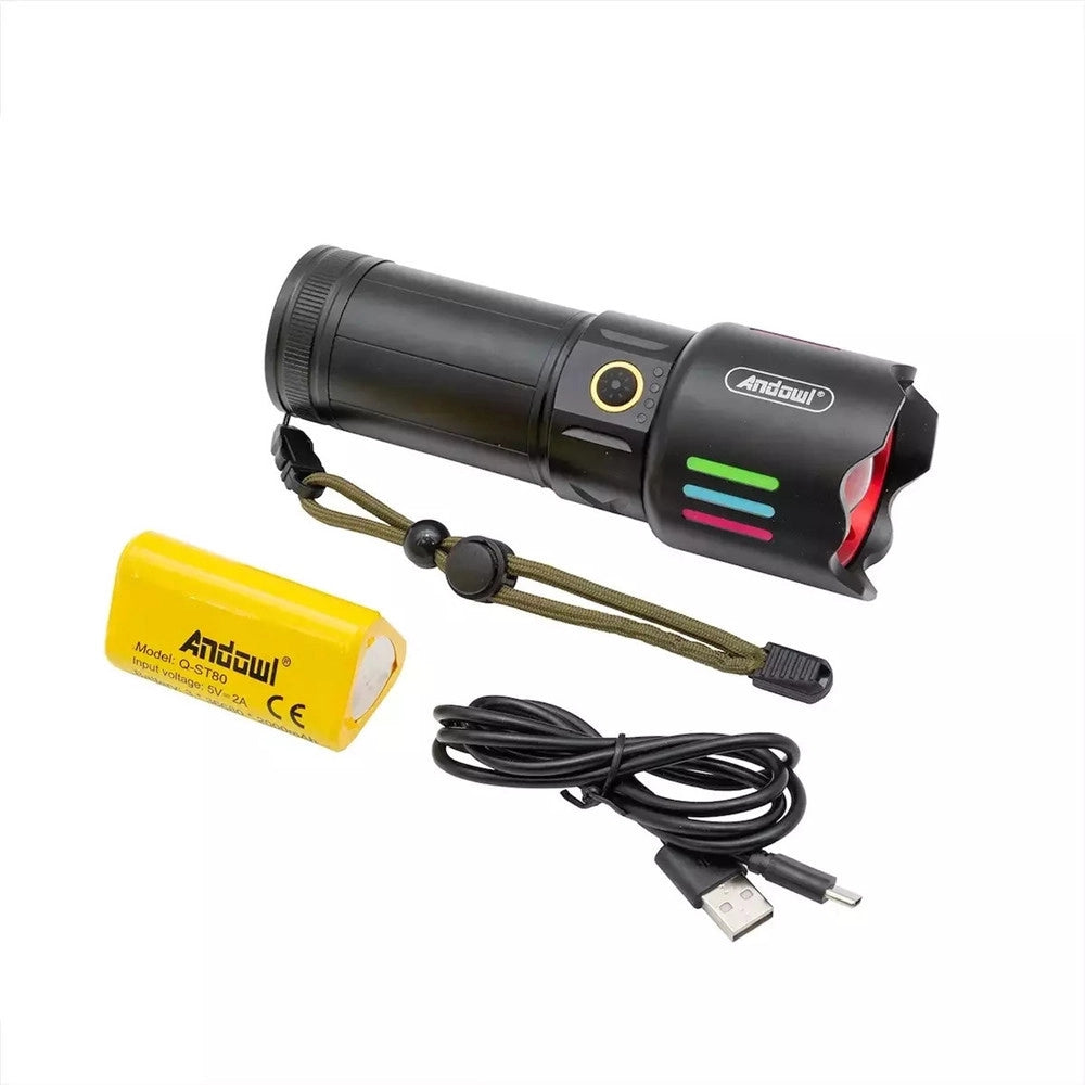 Trade Shop - Torcia Elettrica Alta Potenza Batteria Ricaricabile Led Portatile Indicatore Carica Q-st80 -