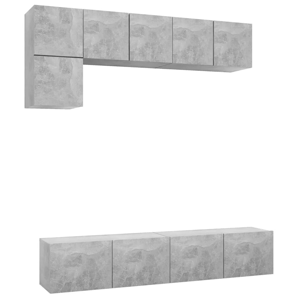 Set Porta TV 5 pz Grigio Cemento in Truciolato  cod mxl 34028