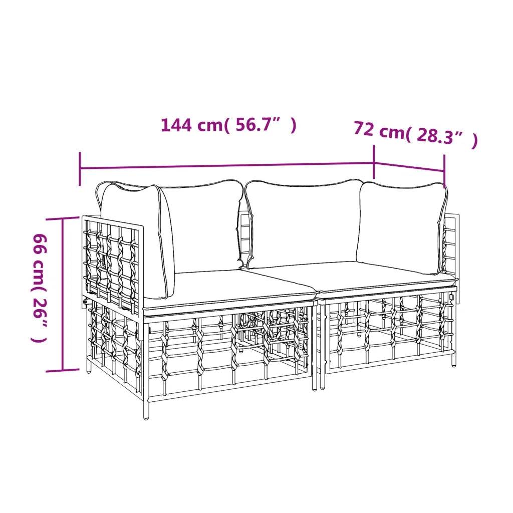 Divani Angolari Modulari con Cuscini 2 pz in Polyrattan 3186690