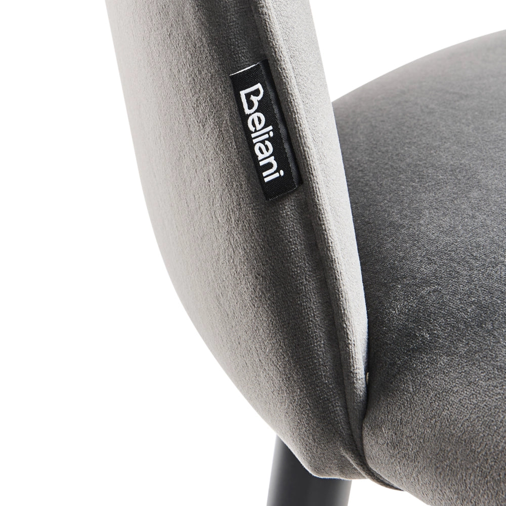 Set di 2 sedie da pranzo rivestimento in velluto grigio gambe nere glamour retrò