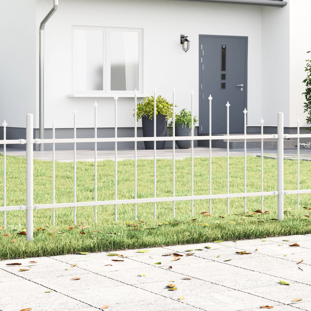 Recinzione da Giardino  con Parte Superiore a Rete Bianca 6,8x0,75 m in Acciaio