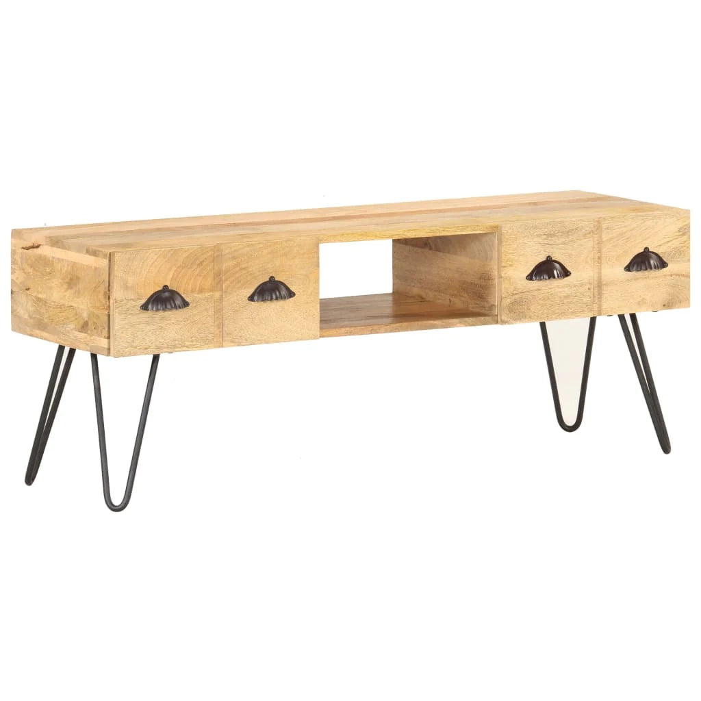 Mobile TV multimediale mensola per TV credenza per TV sala da pranzo soggiorno camera da letto 120 x 35 x 45 cm legno massello di mango marrone 02_0025864