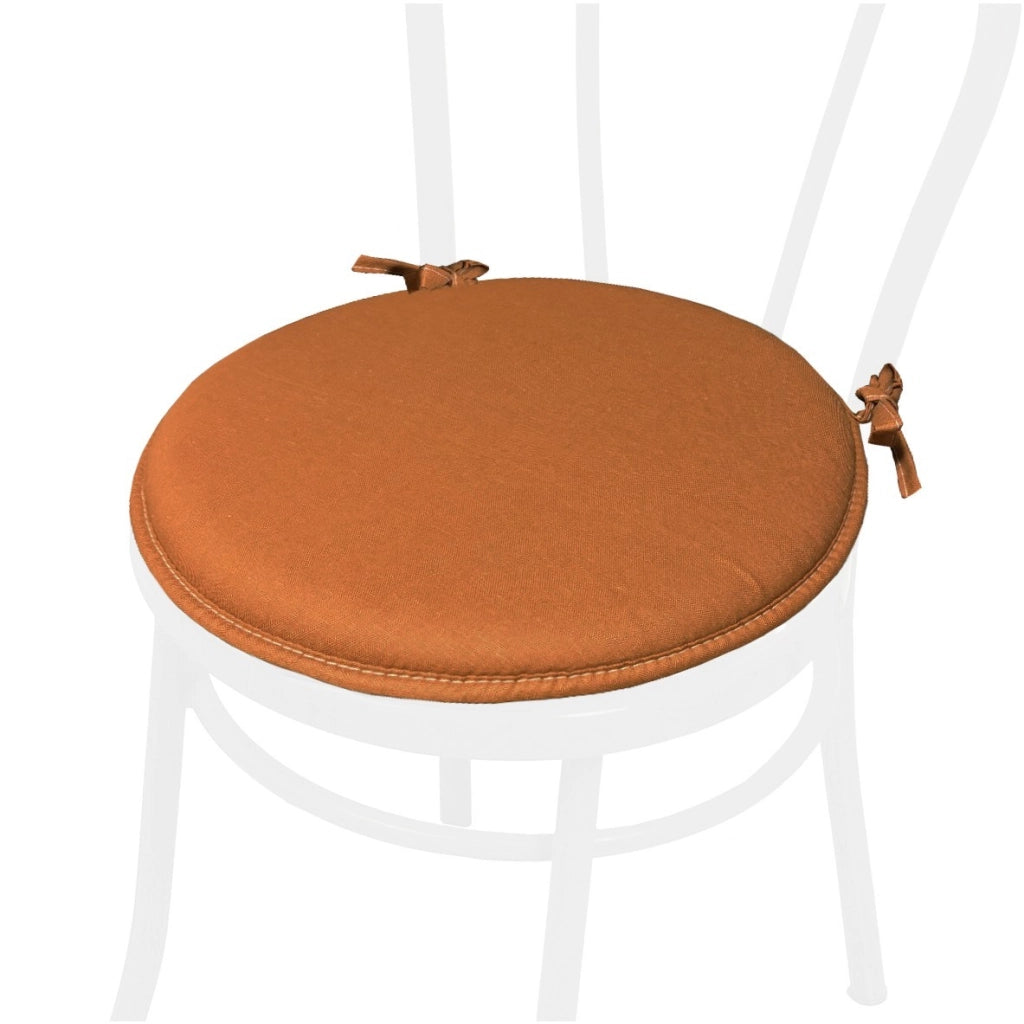 Set 4 Cuscini Sedia Cotone Rotondi Morbidi Universali Eleganti Coprisedia Tondo - Marrone