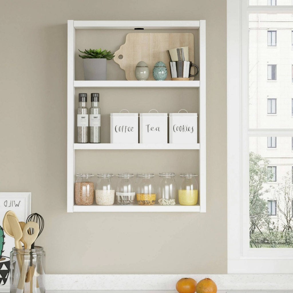 Mensola Krosa, Scaffale, Ripiano a muro, Scaffalatura multiuso, 43x9h60 cm, Bianco