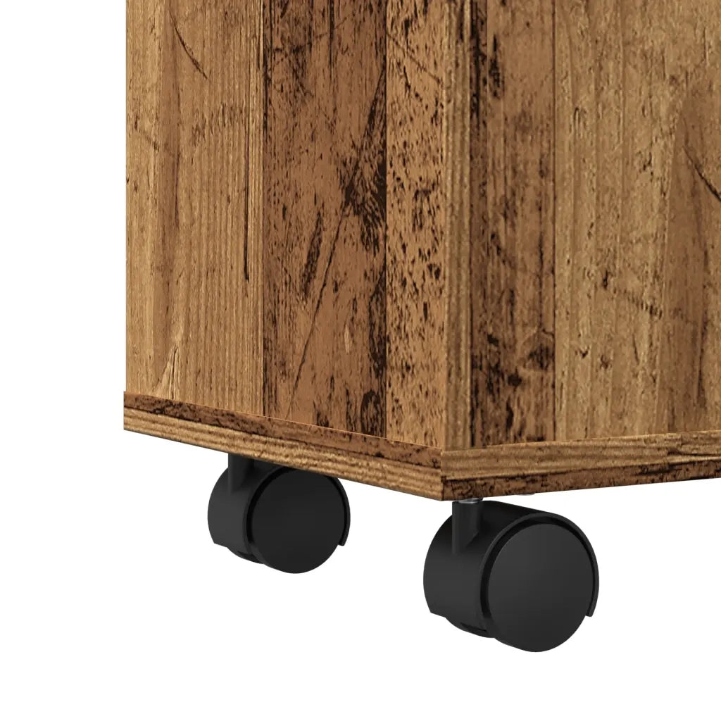 Mobile da Bagno Stretto con Ruote Legno Vecchio in Truciolato