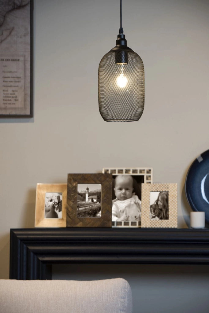 Lucide MESH lampada a sospensione nera metallo E27 Ø15