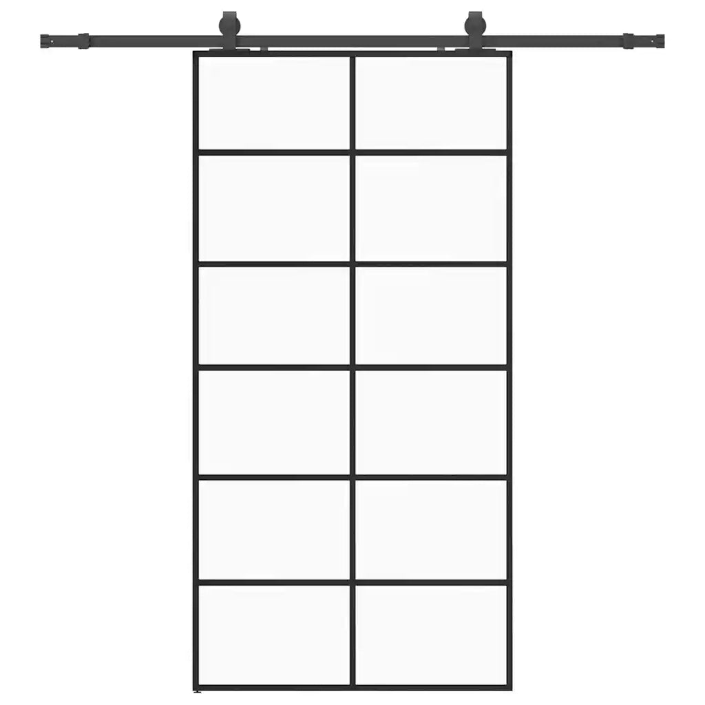 Porta Scorrevole con Ferramenta Nera 102x205 cm in Vetro ESG 3375852