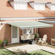Tenda Retrattile Manuale  con LED Verde e Bianco 450x350 cm