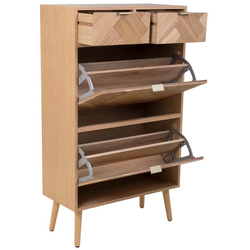 Scarpiera in legno con 2 ante e 2 cassetti marrone 70x32x120h cm
