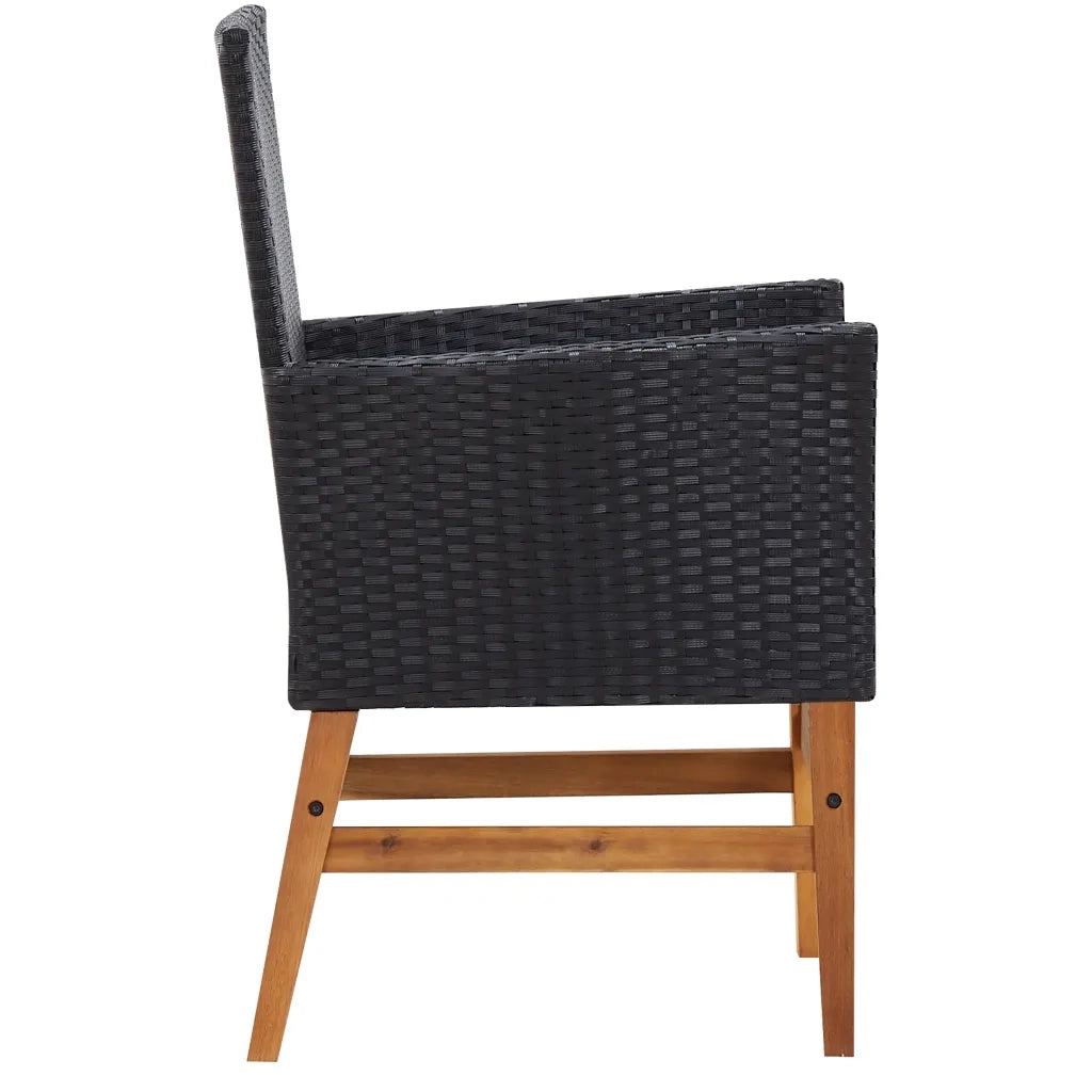 Set da Pranzo da Giardino 9 pz in Polyrattan e Acacia Nero cod mxl 55542