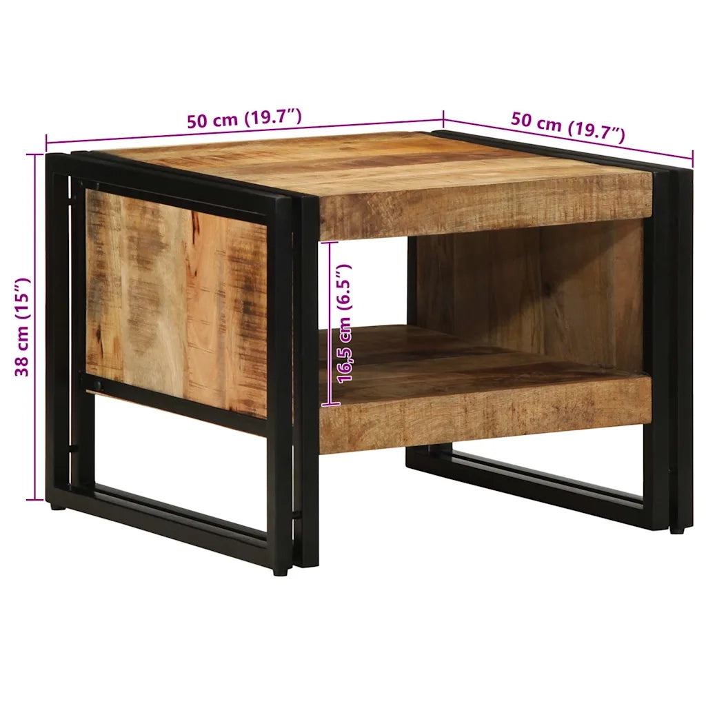 Tavolino da Salotto 50x50x38 cm Legno Massello di Mango Grezzo 4102712