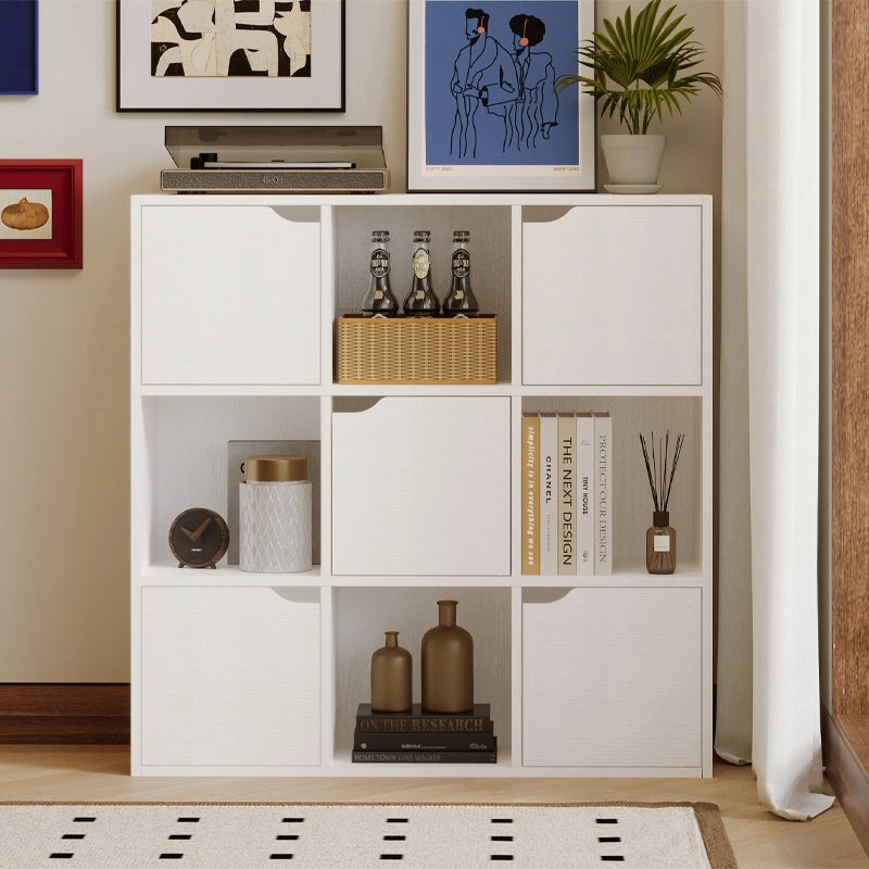 Scaffale, mobiletto, cassettiera, ripiani quadrati, cassettiera chiusa, bianco, stile loft moderno