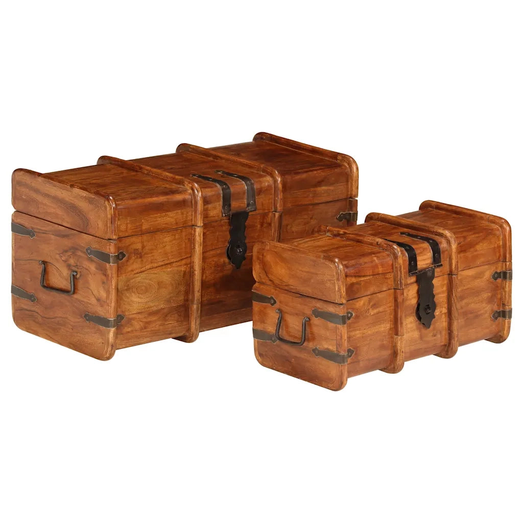 Set Forzieri 2 pz in Legno Massello di Acacia e Finitura Ambra 245656