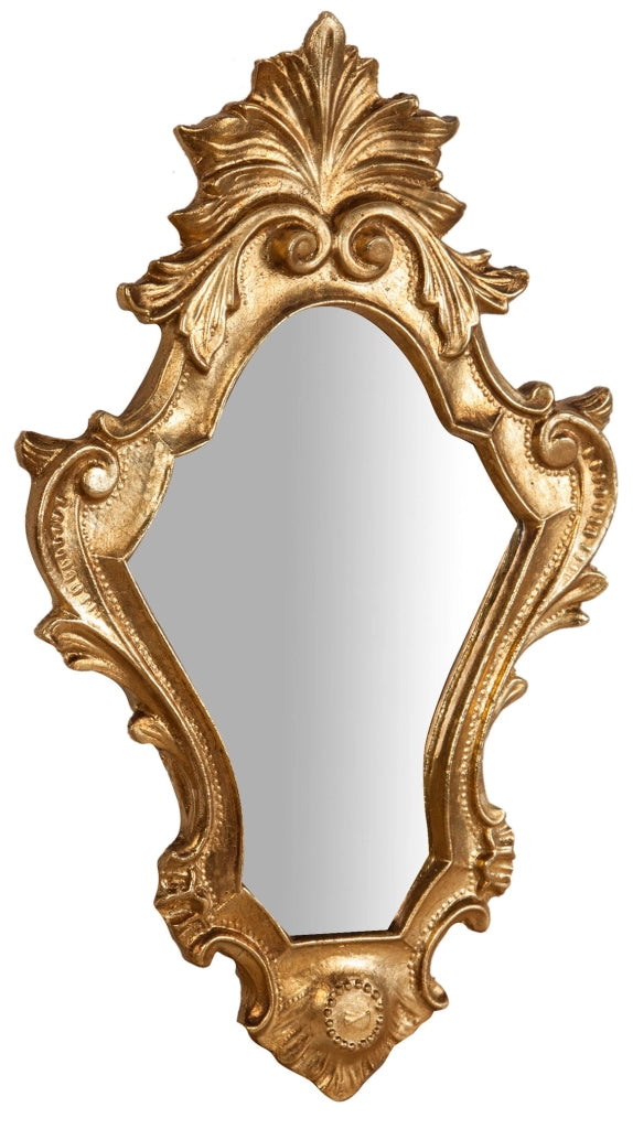 Biscottini Specchiera da parete in legno finitura foglia oro anticato L20xPR3xH35 cm Made in Italy