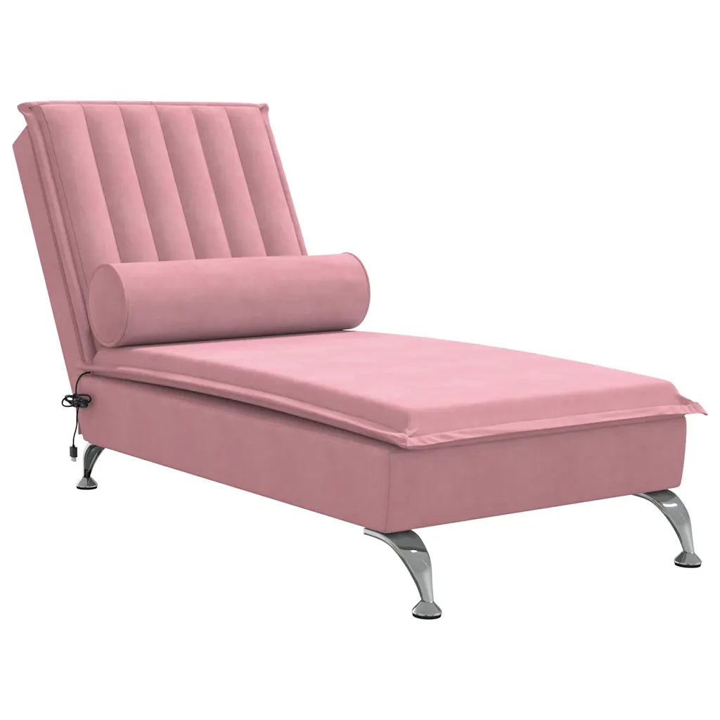Chaise Longue Massaggi con Cuscino a Rullo Rosso in Velluto CFW8604566