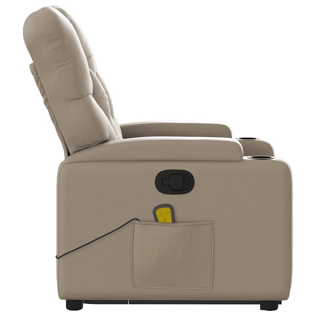 Poltrona Alzapersone Massaggi Reclinabile Cappuccino Similpelle 3204785