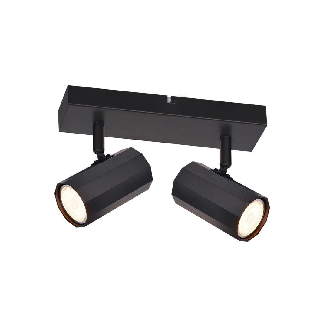 ZMH Faretto da soffitto neri retrò 2 teste GU10 girevoli 350° metallo max 25W senza lampadina