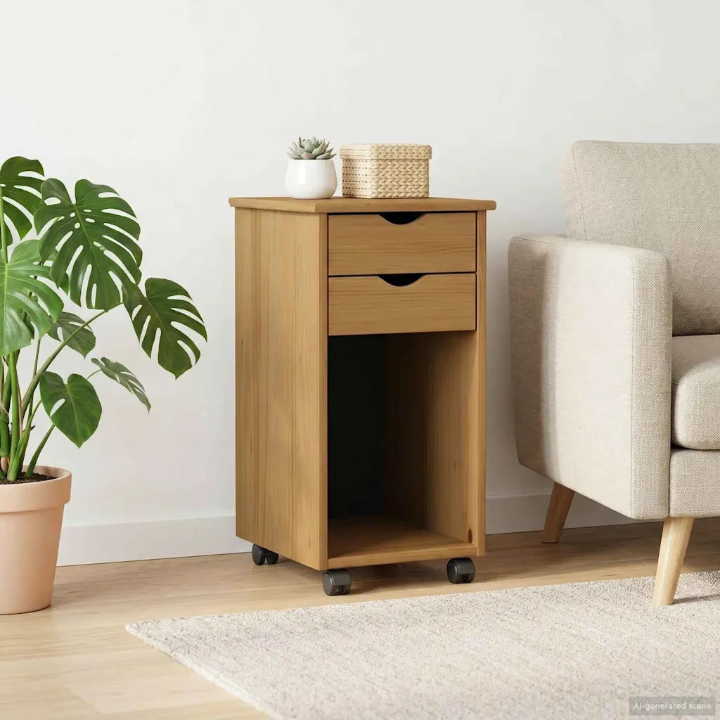Mobile con Ruote Marrone Miele 34 x 39 x 65,5 cm