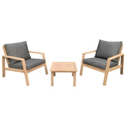Set di mobili da giardino in acacia a 2 posti GILI - cuscini grigi