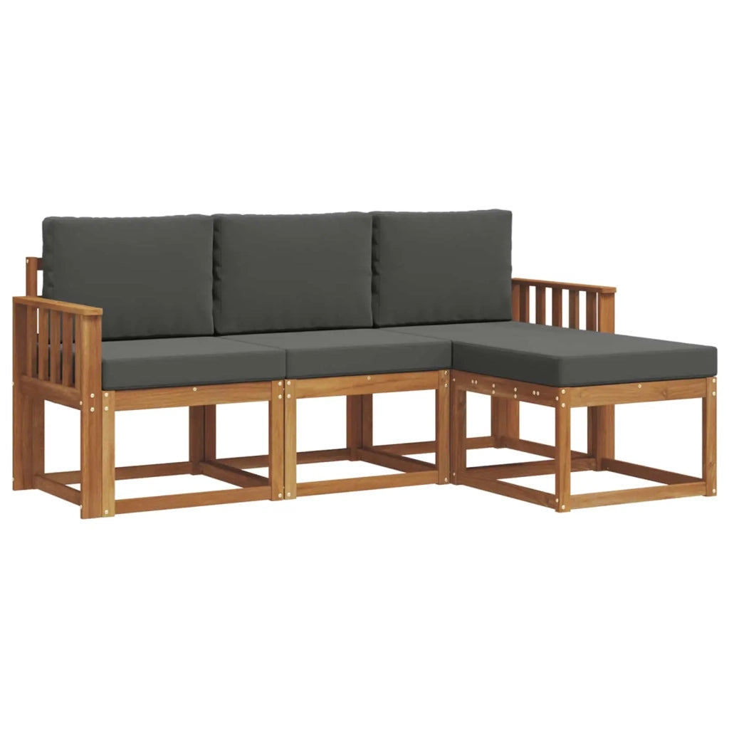 Set di divani da esterno con cuscino 4 pcs Naturale e Antracite