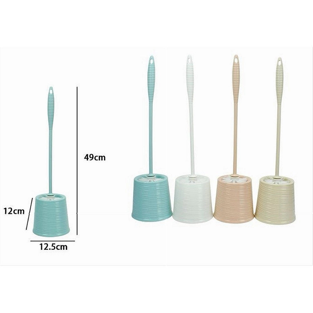 Trade Shop - Portascopino Rotondo Colorato Rigato Per Bagno Wc Toilette Con Scopino 79300 -