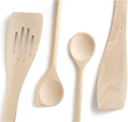 Set di utensili in legno per cucina - Utensili in legno per cucina - Set completo e pratico - Qualità in legno di betulla - con 1 cucchiaio per salse da 35 cm, 1 spatola per ammucchiare da 30 cm, 1 spatola appuntita da 30 cm, 1 spatola per panetteria