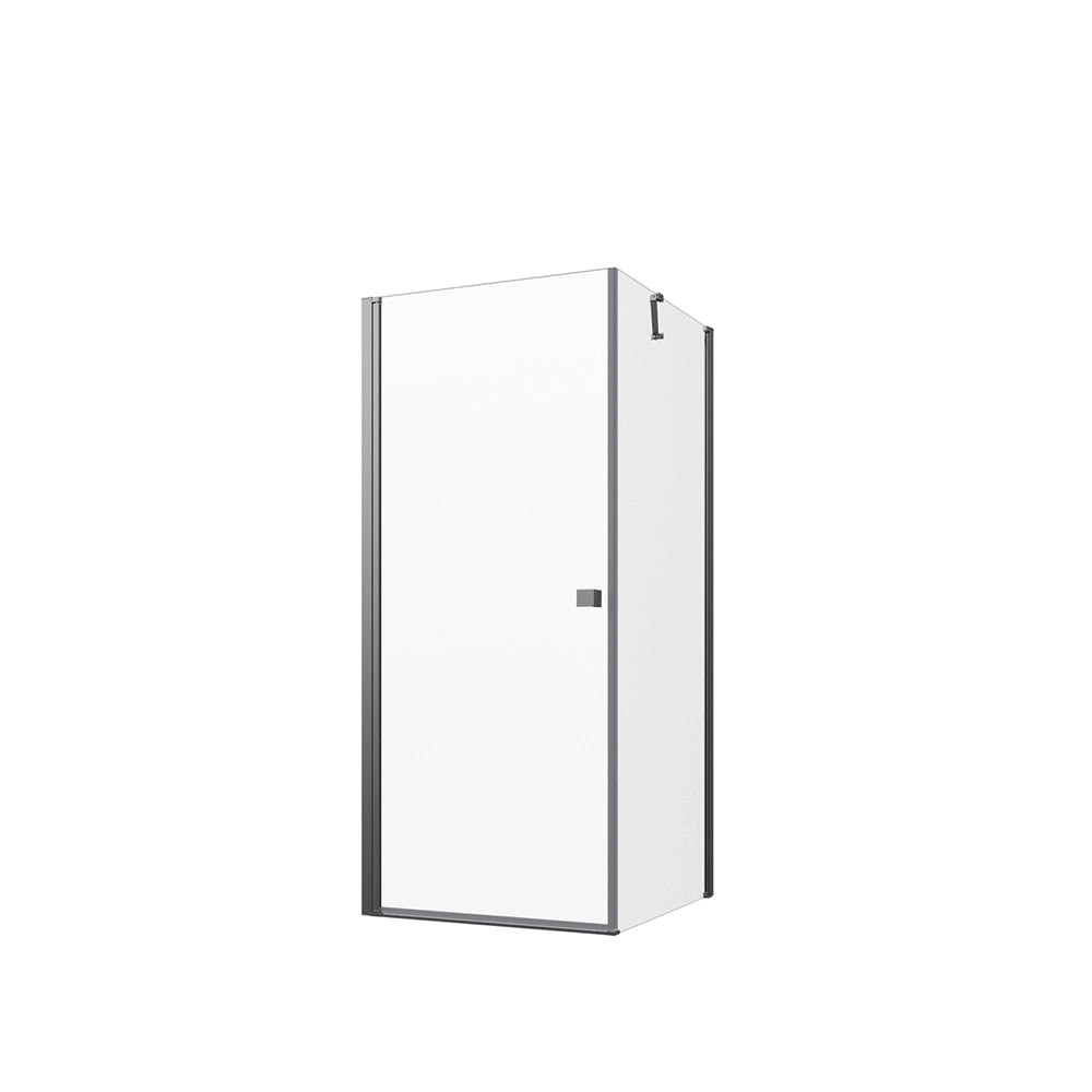 Box doccia 80x80 cm con apertura a battente e parete fissa, profili cromati e vetro da 8mm trasparente h195 | Fiji