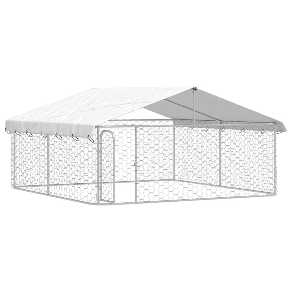 Gabbia/recinto per animali da esterno con tetto 300 x 300 x 150 cm Argento 02_0041908
