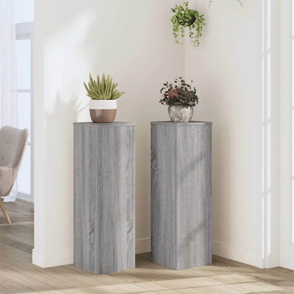 Supporti per Piante 2 pz Grigio 25x25x80 cm in Multistrato