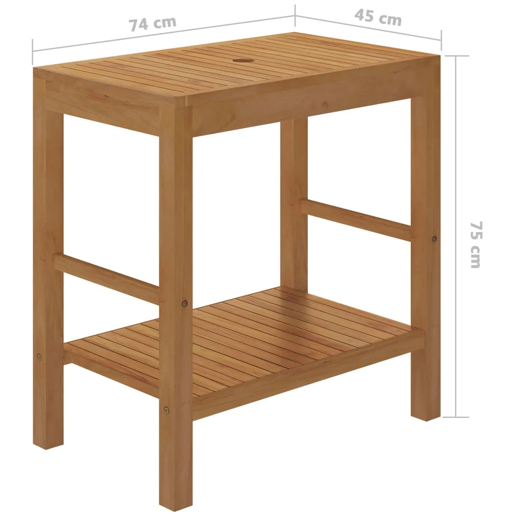 Armadietto da Bagno | Armadio da bagno in Legno di Teak con Lavabo in Marmo Crema