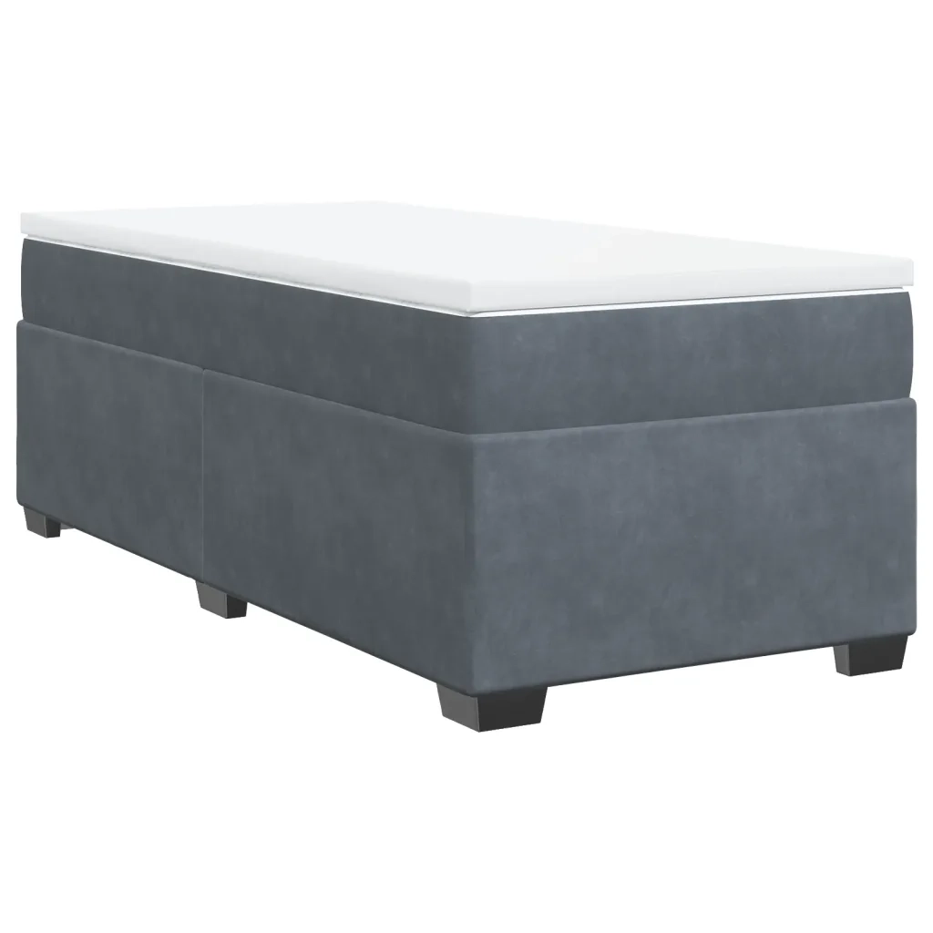 Giroletto a Molle con Materasso Grigio Scuro 80x200 cm Velluto