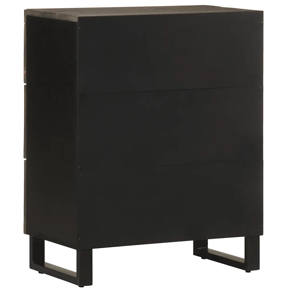 Credenza Nera 60x33x75 cm in Legno Massello di Mango