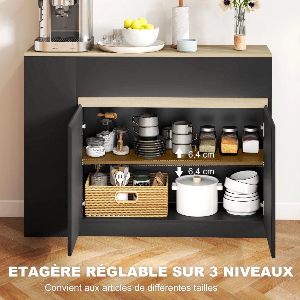 Credenza con cassetti e ante ¨C zephmum ¨C 110x29.5x82 cm nero